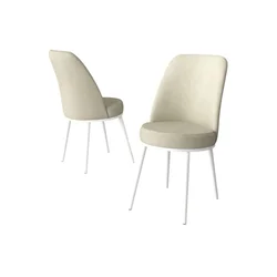 Hanah Home set trpezarijskih stolica Jaxe 4 kom, krem tkanina Babyface, bele metalne noge