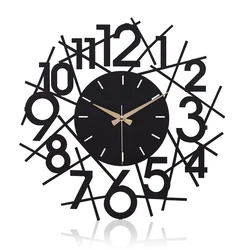 WALLXPERT Dekorativni metalni zidni sat Lineal Black 1