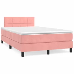 vidaXL Box spring postelja z vzmetnico roza 120x190 cm žamet