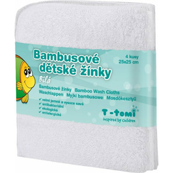 T-tomi bambusova brisača za umivanje, 4 kosi, bela
