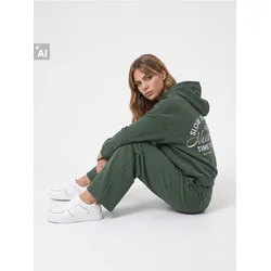 Sinsay - Dres pantalone wide leg sa pamukom - khaki