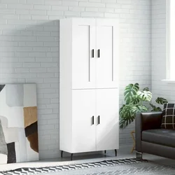 Visoka komoda bijela 69,5x34x180 cm konstruirano drvo
