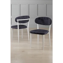 Hanah Home set trpezarijskih stolica Onex 2 kom, antracit bukle tkanina, bele drvene noge