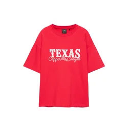 Pull&Bear Majica TEXAS rdeča / bela