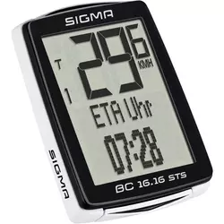Sigma Bežično računalo za bicikl BC 16.16 STS CAD Sigma kodirani prijenos sa senzorom za kotače, sa senzorom koraka