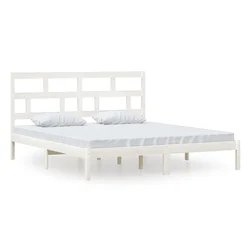 Vidaxl Posteljni okvir bel 180x200 cm trden les