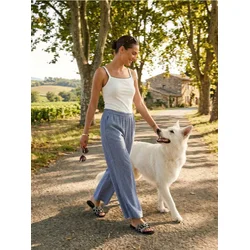 Sinsay - Wide leg pantalone sa džepovima i mješavinom viskoze - mornarsko