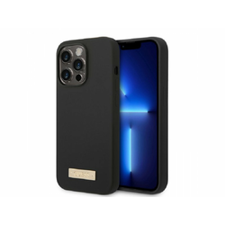 GUESS Maska za telefon iPhone 14 Pro Max, Silikonska, Logo Plate, MagSafe, Crna