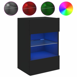 Zidni TV ormarić s LED svjetlima crni 40x30x60,5 cm