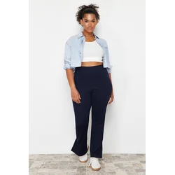 Trendyol Curve Navy Blue Stitch Detail Knitted Trousers