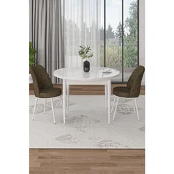 Hanah Home trpezarijski set Tor, sto i 2 stolice, bela ploča, braon tkanina Babyface
