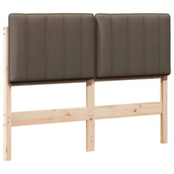 Vidaxl Tapecirano vzglavje Rjava in taupe 120 cm Masivno borovo les
