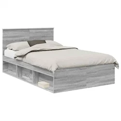 Vidaxl Konstrukcija postelje Siva Sonoma 135 x 190 cm Konstruiran les