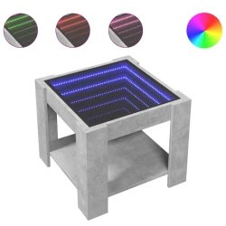 Stolić za kavu LED siva boja betona 53x53x45 cm drveni