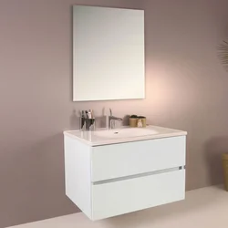 HANAH HOME Kupatilski ormarić sa umivaonikom i ogledalom (2 komada) Simple 80 White