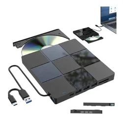 Zunanji CD/DVD zapisovalnik za Windows/Mac/Linux 4xUSB 1xUSB-C SD/TF