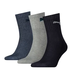 PUMA Short Crew Socks Unisex (3-Pack), Clothing, Navy/Grey/Nightshadow Blue, 43-46