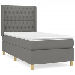 Vidaxl Box spring postelja z vzmetnico temno siva 90x200 cm blago