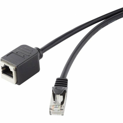 Renkforce RJ45 mrežni produžni kabel CAT 5e F/UTP 3 m crni, zaštita na priključku, pozlaćeni kontakti Renkforce