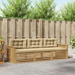 Set vanjskih sofa 3 kom. Bijela i bež Čvrsto drvo akacije