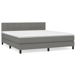 Vidaxl Box spring postelja z vzmetnico temno siva 180x200 cm blago