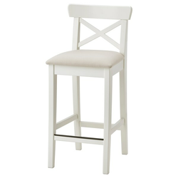 INGOLF Barska stolica s naslonom, bela/Hallarp bež, 65 cm