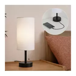 Brilagi - Stona lampa sa USB portom TABLON 1xE27/25W/230V crna/bela