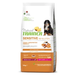 Trainer Natural Medium/Maxi, Puppy & Junior Sensitive No Gluten Losos 3 Kg