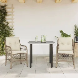 3-dijelni bistro set s jastucima bež od poliratana