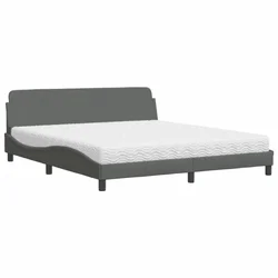 Vidaxl Postelja z vzmetnico Dover temno siva 180x200 cm blago