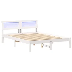 Vidaxl Konstrukcija postelje Bela 135 x 190 cm Masivno borovo les