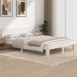 vidaXL Posteljni okvir bel iz trdne borovine 140x200 cm
