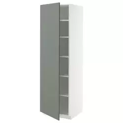 METOD Visoki element s policama, bela/Nickebo mat sivozelena, 60x60x200 cm