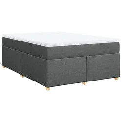 Vidaxl Box spring postelja z vzmetnico temno siva 160x200 cm blago