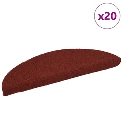 Prostirke za stepenice, samoljepljive, 20 kom, 56x17x3 cm, bordo crvene, poluokrugle