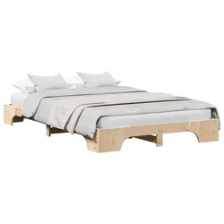 Vidaxl Konstrukcija postelje Naravna 140 x 190 cm Masivno borovo les