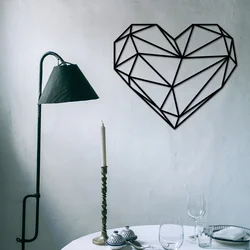 Atelier Del Sofa Zidna dekoracija Heart, 47x40 cm, 1.2mm, Crna