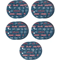 Bosch Set brusnih diskova ubodne testere Expert O780 O125 mm, Granulacije G60 G80 G120 G180 G240, 061599766T, 55 komada