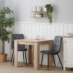 Homestyle4U Jedilna miza in stoli komplet, 80x80x75 cm, rjava, siva