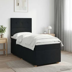 vidaXL Postelja boxspring z vzmetnico Črna 100 x 200 cm Blago