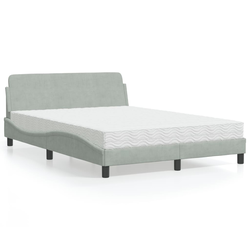 Krevet s madracem Dover svjetlosivi 120 x 200 cm baršunasti