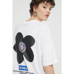 Pamučna majica Hugo Blue za žene, boja: bijela