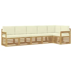 Set vanjskih sofa 6 pcs Bijela i krem 306 x 128,5 x 73 cm