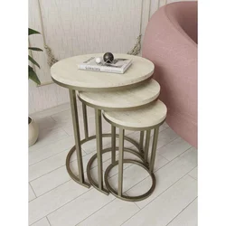 Hanah Home set od 3 pomoćna stola Milas 3, antik / travertin