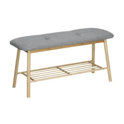 Klupa sa policom za obuću 89.5x30x44cm sivi/boja drveta Zeller