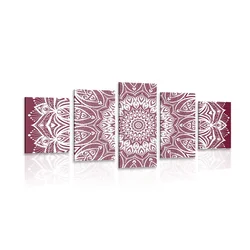 5-delna slika Mandala na rožnatem ozadju - 150x75
