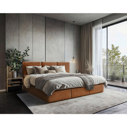 MID.YOU DRUŽINSKA POSTELJA 240 cm  x 200 cm , les, tekstil, leseni material terakota
