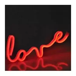LED neonska zidna dekoracija LOVE LED/3W/3xAA USB crvena