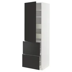 METOD / MAXIMERA Vis.el. s polic/4fiok/vrat/2front, bela/Nickebo boja antracita, mat, 60x60x200 cm