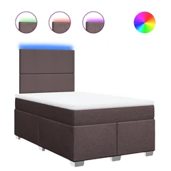 Vidaxl Box spring postelja z vzmetnico temno rjava 120x190 cm blago